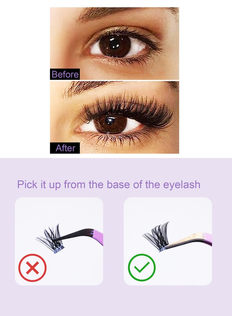 Twinkseal DIY Lash Clusters Kit with Glue & Tweezers, 200 Clusters 3D Curl Mixed Lengths, Large Volume Self-Application False Eyelashes, Comfortable Wear, Reusable - Image 5