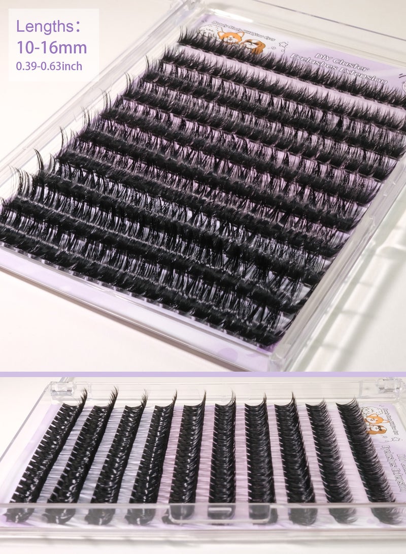 Twinkseal DIY Lash Clusters Kit with Glue & Tweezers, 200 Clusters 3D Curl Mixed Lengths, Large Volume Self-Application False Eyelashes, Comfortable Wear, Reusable - Image 2