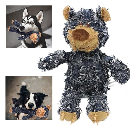 MAXBECK Dog Companion for Heavy Chewers Indestructible Robust Bear Dog Toy Resistant Squeaky Dog Toys for Heavy Chewers Unbreakable Stuffed Plush Dog Toys for Aggressive Chewers ANavy - Image 1