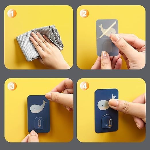BELARO (Pack of-6 Strong Self Adhesive Hanger Wall Hooks Without Drill for Heavy Duty Items, Kitchen & Bathroom Accessories, Cloth, Spoon Hanging Suction Hook No Nails Sticker (Design-9) - Image 2