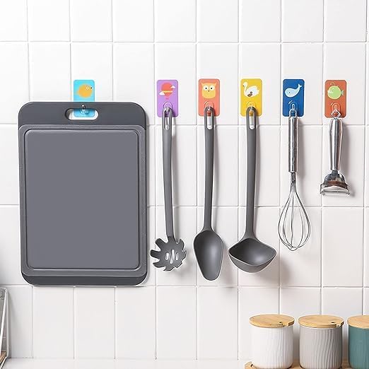 BELARO (Pack of-6 Strong Self Adhesive Hanger Wall Hooks Without Drill for Heavy Duty Items, Kitchen & Bathroom Accessories, Cloth, Spoon Hanging Suction Hook No Nails Sticker (Design-9) - Image 4