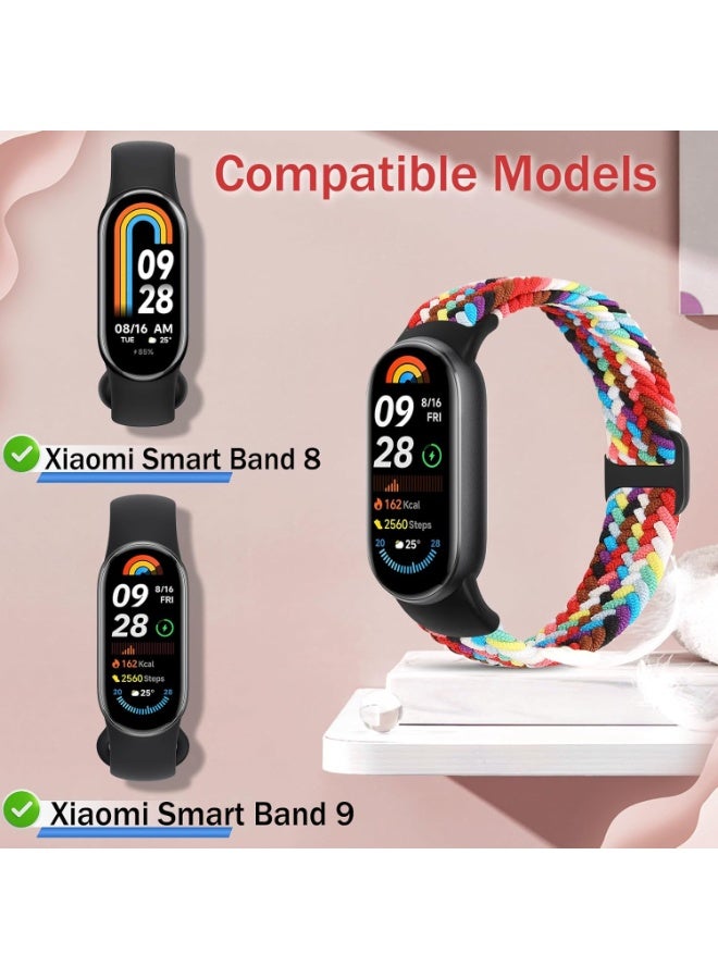 قطعتان من سوار النايلون متوافقتان مع سوار Xiaomi Mi Band 10/Mi Band 9/Mi Band 8، سوار ناعم قابل للتعديل للرجال والنساء. - Image 2