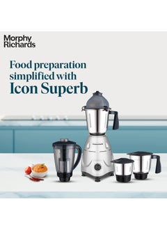 morphy richards Morphy Richards Icon Superb 750 Watts Mixer Grinder| 4 Stainless Steel Mixer Jars including Juicer Jar| 3-Speed Control with Pulse Effect| 1-Yr Warranty by Brand| Silver & Black  - Image 2