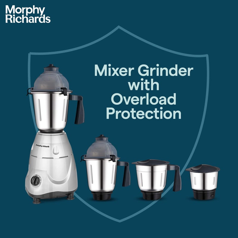 Morphy Richards Icon Superb 750 Watts Mixer Grinder| 4 Stainless Steel Mixer Jars including Juicer Jar| 3-Speed Control with Pulse Effect| 1-Yr Warranty by Brand| Silver & Black - Image 3