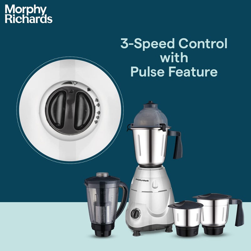 Morphy Richards Icon Superb 750 Watts Mixer Grinder| 4 Stainless Steel Mixer Jars including Juicer Jar| 3-Speed Control with Pulse Effect| 1-Yr Warranty by Brand| Silver & Black - Image 5