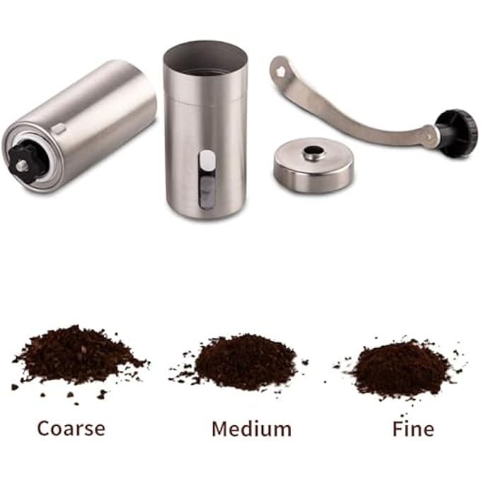 SWIUKPHE Manual Coffee Bean Grinder  Stainless Steel Body  Ceramic Burr  Adjustable Grind For Aeropress Drip Coffee Espresso French Press  Turkish Brew  Portable Hand Coffee Mill For Home  Outdoor - Image 5