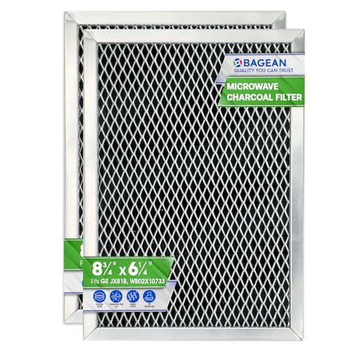 Bagean Microwave Charcoal Filter 8.7” x 6.23”- JX81B WB02X10733 Fits GE Microwave Filter Replacement- Carbon Charcoal Filters for Kitchen Air - Hood Vent Filters Absorbs Odors & Freshens the Air (2-Pack) - Image 1