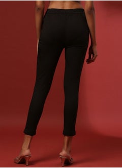 Abhishti Fitted narrow  stretch pants with slits- black  - Image 4