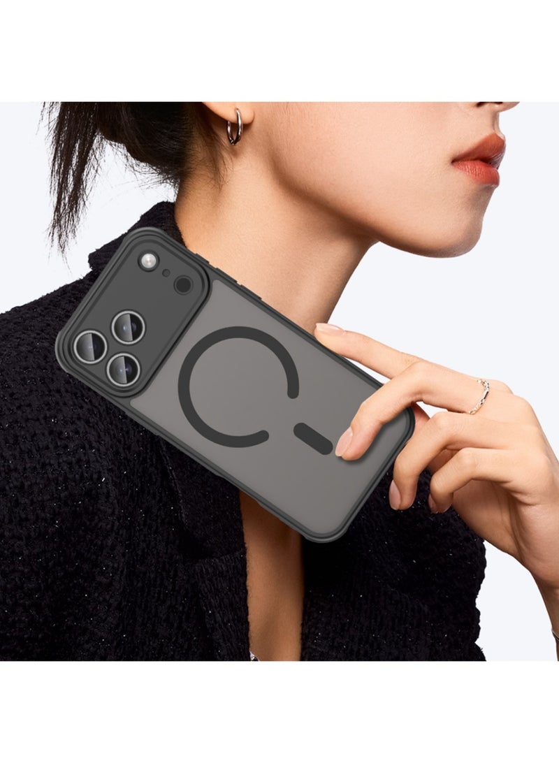 ريما جراب مغناطيسي متوافق مع MagSafe لهاتف iPhone 17 Pro Max، ظهر شبه شفاف غير لامع مقاوم لبصمات الأصابع، غطاء نحيف مقاوم للصدمات، أسود - Image 3