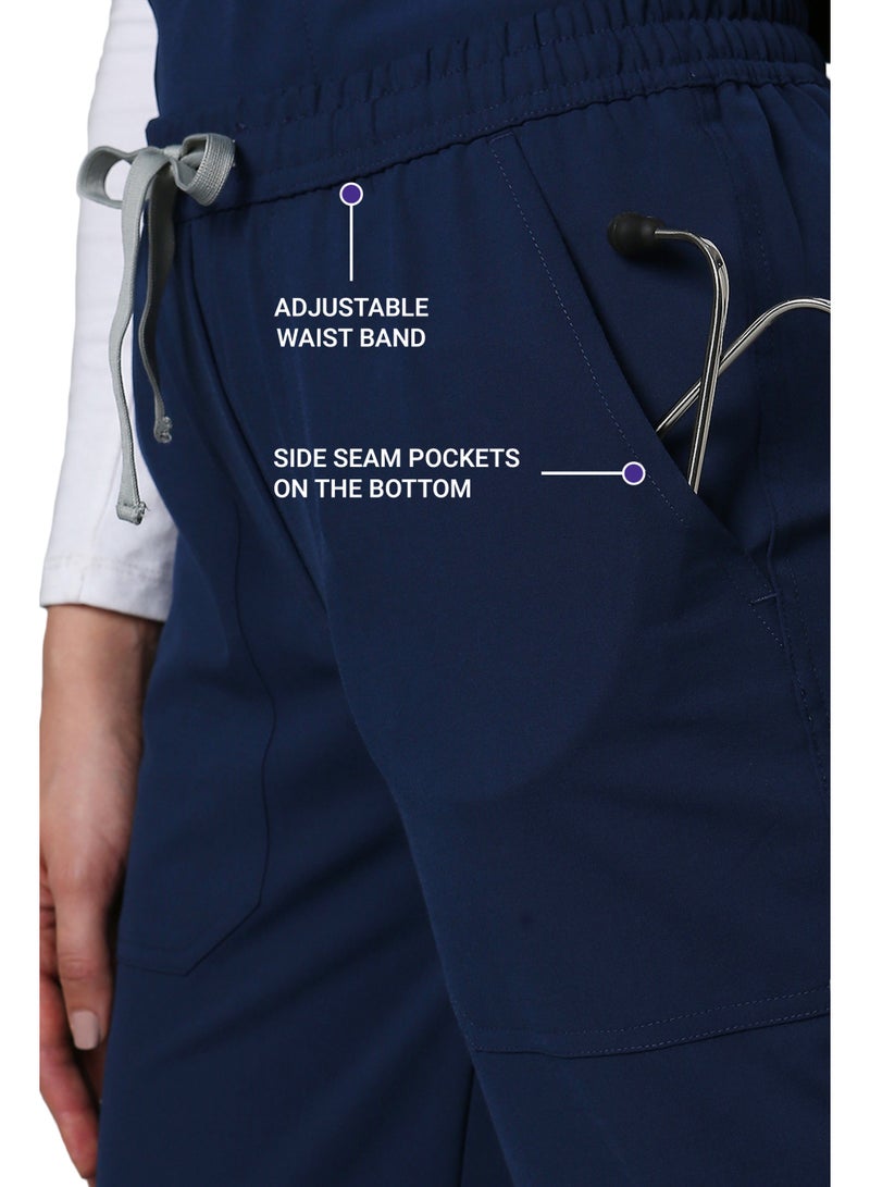 KNYA Ecoflex Women's Scrub suit 5 Pocket 4 Way stretch Athleisure Work Wear For Doctors (Navy Blue) - Image 4