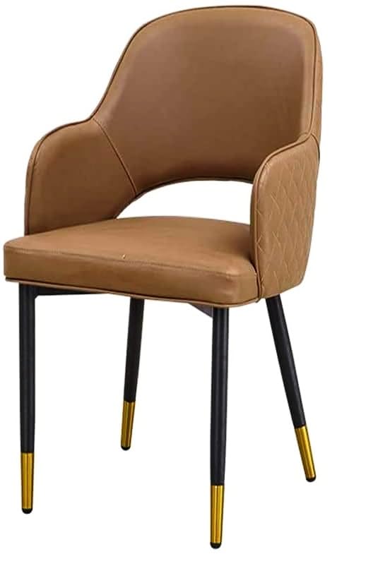 PAUL SONS Hospitality Modern PU Leather Dining Chairs with Metal Legs for Home Living Room Dining Room Leisure Dining Chair Color Brown Pack of 1Pc