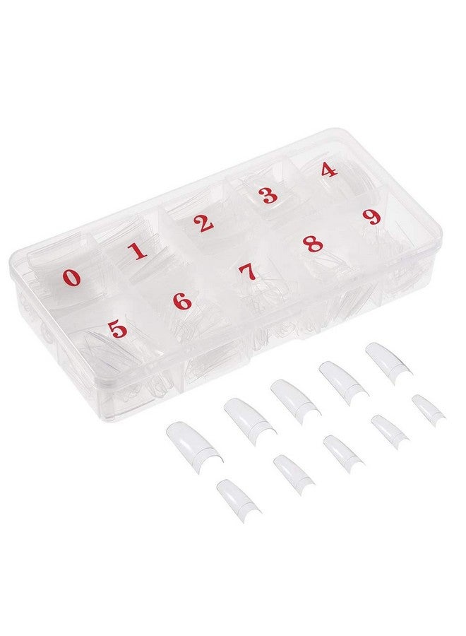 AORAEM Clear French Nails 500 Pcs 10 Sizes Half Cover Press On Nails French Style Acrylic Short Nail Tips With Box For Nail Salon Home Diy - Image 1