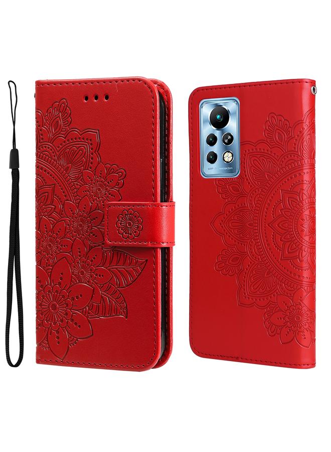 اس-توب جراب لهاتف Infinix Note 11 Pro/Note 11s، جراب جلدي أفقي قابل للطي، مزين بنقوش زهور 7 بتلات - Image 1