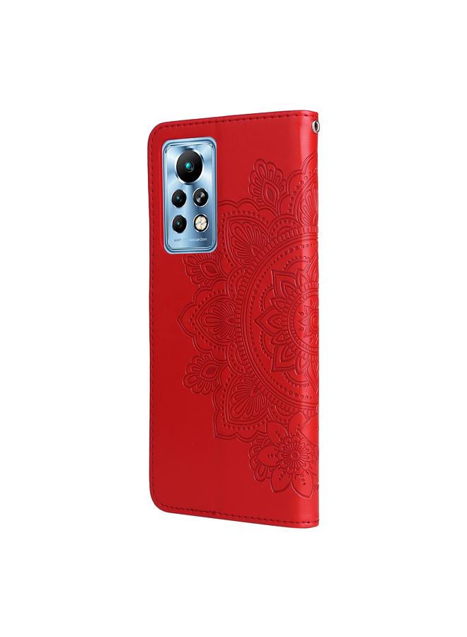 اس-توب جراب لهاتف Infinix Note 11 Pro/Note 11s، جراب جلدي أفقي قابل للطي، مزين بنقوش زهور 7 بتلات - Image 3