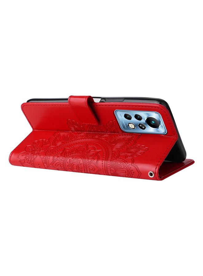 اس-توب جراب لهاتف Infinix Note 11 Pro/Note 11s، جراب جلدي أفقي قابل للطي، مزين بنقوش زهور 7 بتلات - Image 5