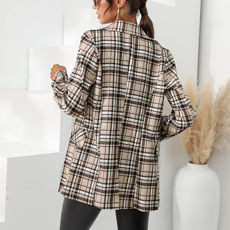 klarako Turn Down Collar Suit Jacket, Long Sleeve Suit Jacket Elegant Patch Pockets Casual for Lady for Office Work - Image 3