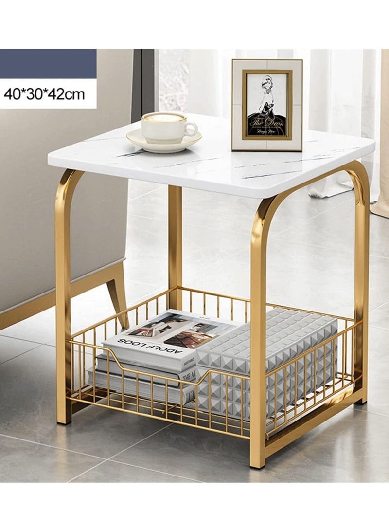 DubaiGallery Fashion Side End Table and Nightstand Bedside Desk with Storage Basket for Living Room or Bedroom - Image 2