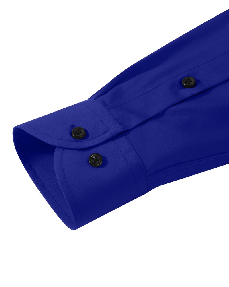 Lusead Royal Blue Dress Shirts for Men Wrinkle Free Long Sleeve Button Up Shirt Stretch Slim Fit Casual Formal - Image 5