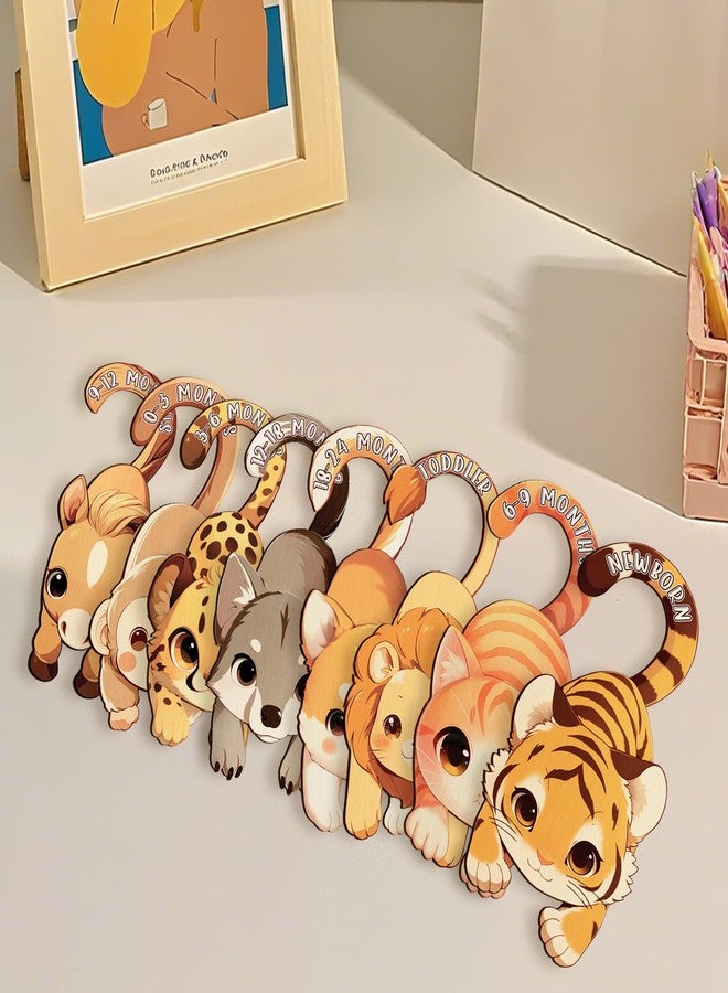 MCIAONE Baby Closet Dividers for Clothes - Set of 8 Unique Animals Design Baby Size Closet Divider Newborn to 24 Months, Babies Wardrobe Closet Organizer Nursery Decor Gender Neutral Kid Clothes Dividers - Image 5