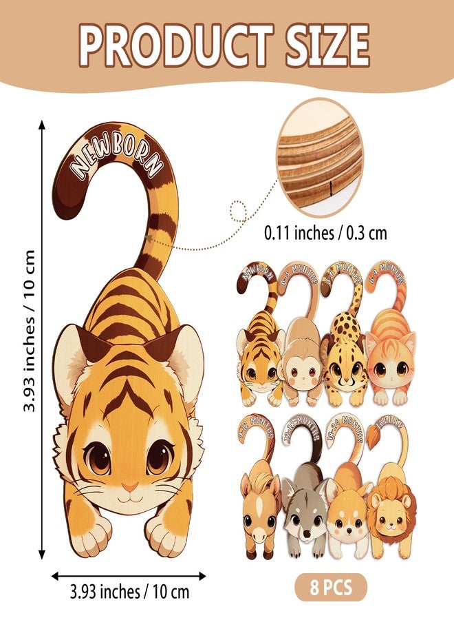 MCIAONE Baby Closet Dividers for Clothes - Set of 8 Unique Animals Design Baby Size Closet Divider Newborn to 24 Months, Babies Wardrobe Closet Organizer Nursery Decor Gender Neutral Kid Clothes Dividers - Image 2