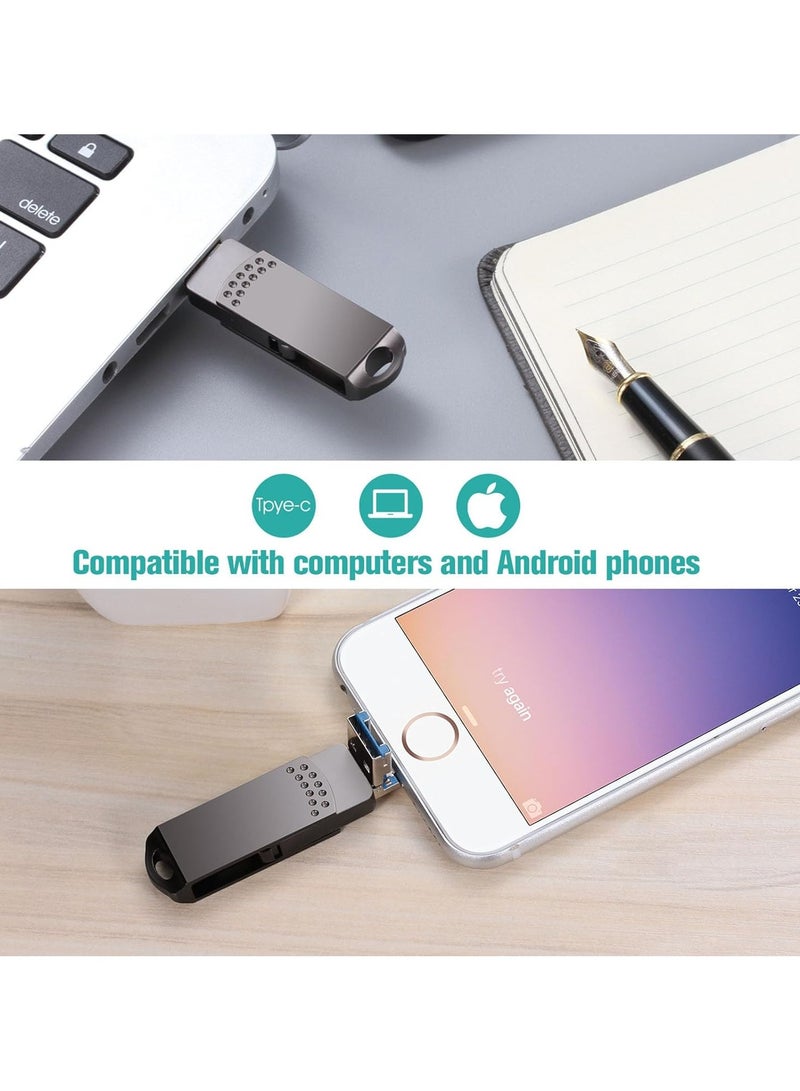 USB Flash Drive 4 in 1 Type-C Thumb Drive 1TB Photo Storage Memory Stick for Computer Laptop Android for Computer Laptop Android for Photo Video Music File - Image 5