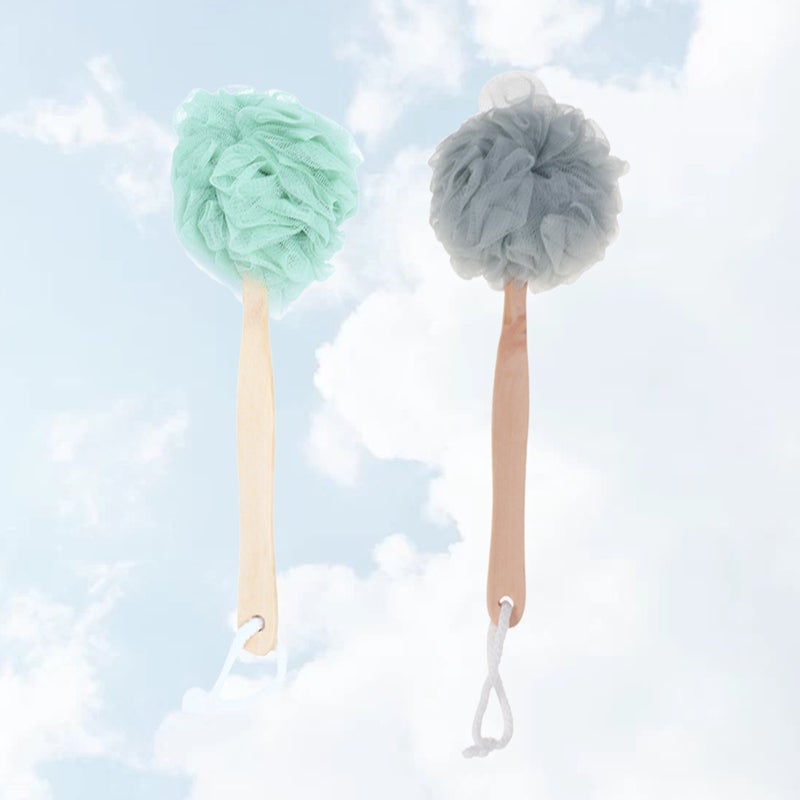 4 Pcs Handle Bath Practical Bath Flower Shower Bath Sponge Scrubber Grey Green - Image 5
