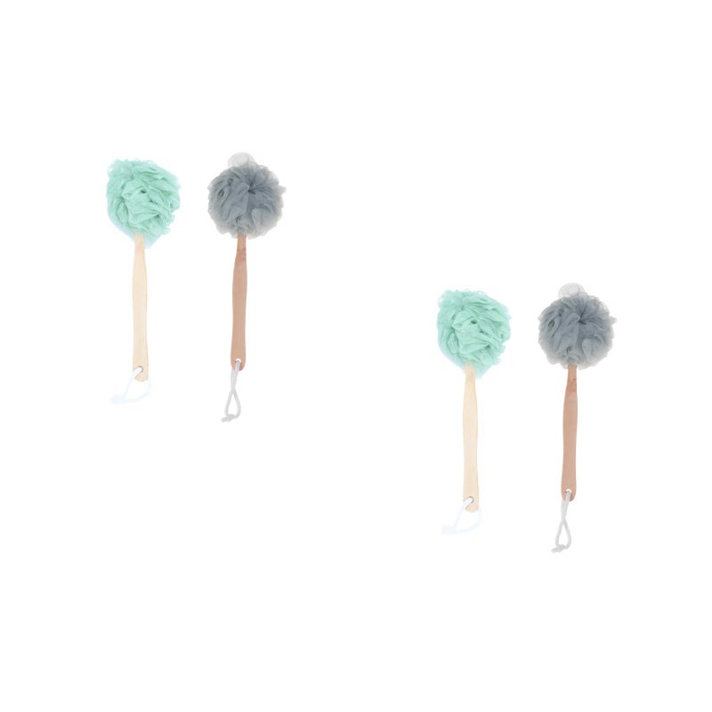 4 Pcs Handle Bath Practical Bath Flower Shower Bath Sponge Scrubber Grey Green - Image 1