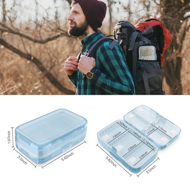 FYY Weekly Pill Organizer with Labels,8 Compartments Travel Daily Pill Case Airtight Moistureproof Large Pill Box to Hold Vitamins, Fish Oil, Supplements,Cotton Swab and Bandages-Blue - Image 2