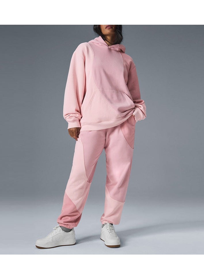 alo - ALO Pink Patchwork Hooded Sweatshirt - Image 1
