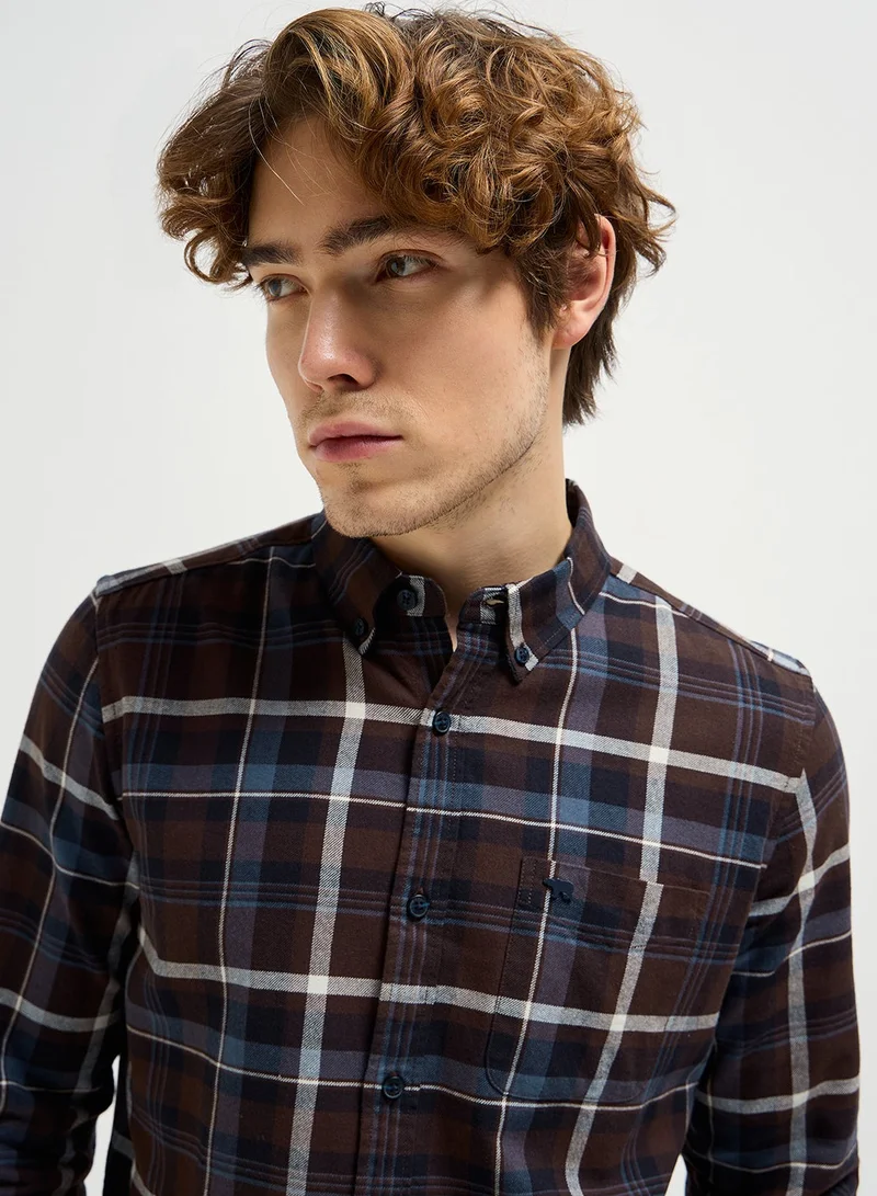 THE BEAR HOUSE Cotton Shirt for Men | Long Sleeve, Casual or Formal Button-Down | Soft, Breathable Fabric for Work, Everyday, & All-Season Wear in Stylish