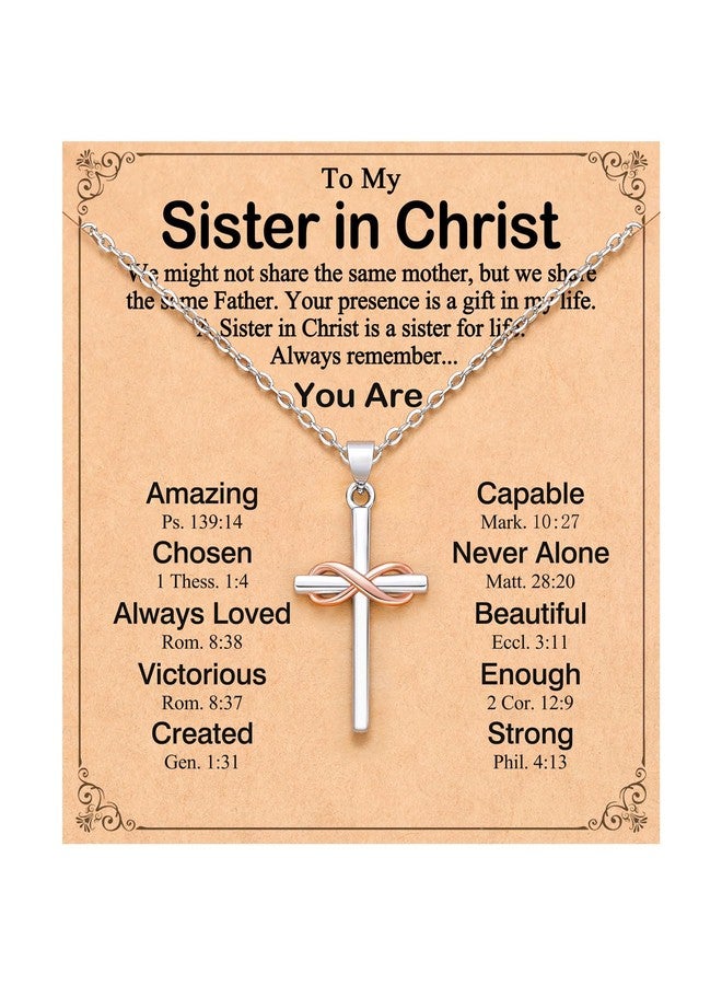 UPROMI Christian Gifts for Women, Sister in Christ Religious Christian Jewelry Easter Baptism Gifts Cross Necklace for Women Faith Based - Image 1