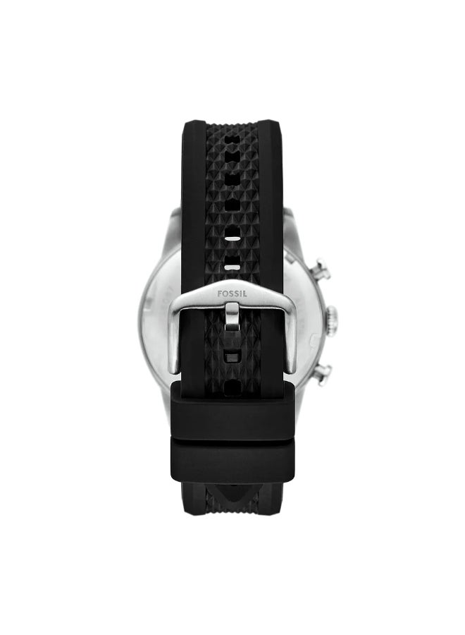 FOSSIL Men Sport Tourer Chronograph Black Silicone Watch FS6087 - 42mm - Image 3