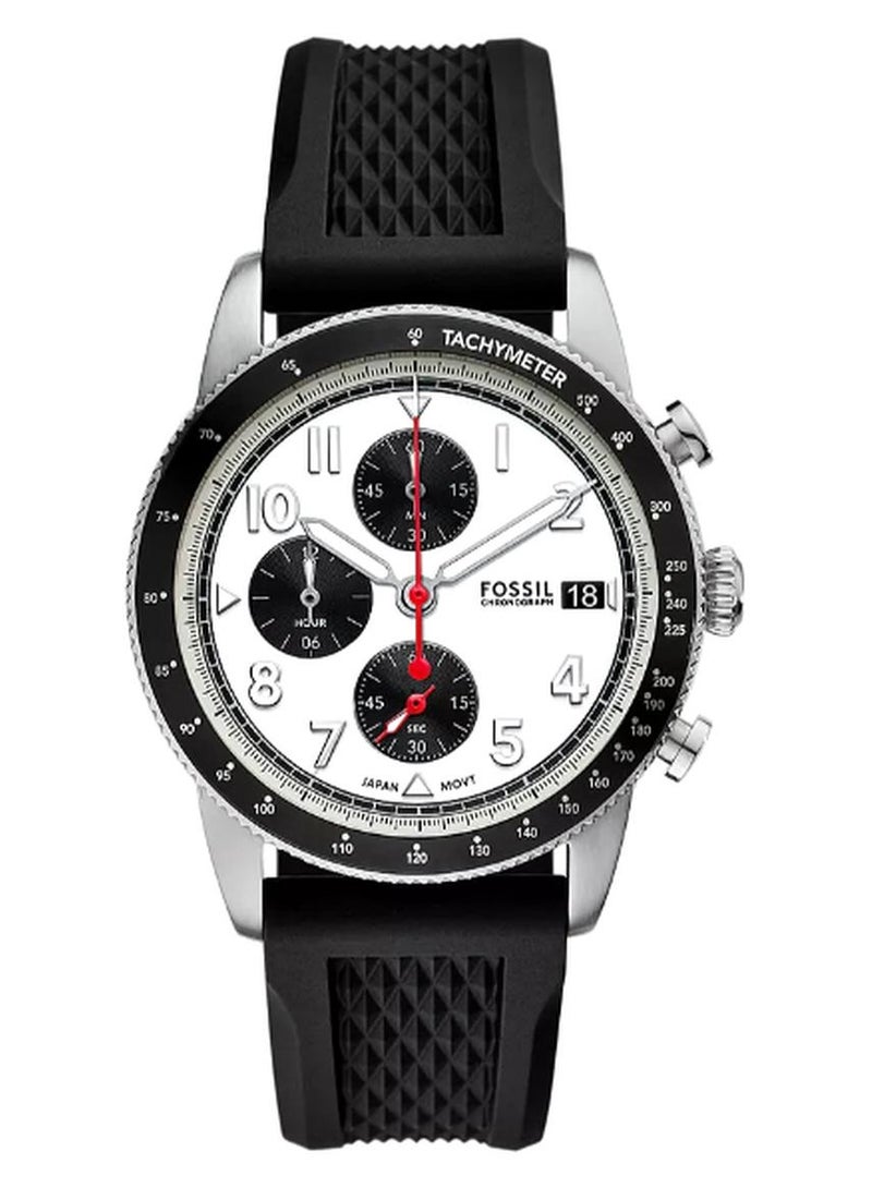 FOSSIL Men Sport Tourer Chronograph Black Silicone Watch FS6087 - 42mm - Image 1