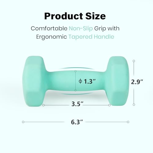 LIONSCOOL Neoprene Coated Dumbbell Weights (Aqua 4lb Pair) - Image 4