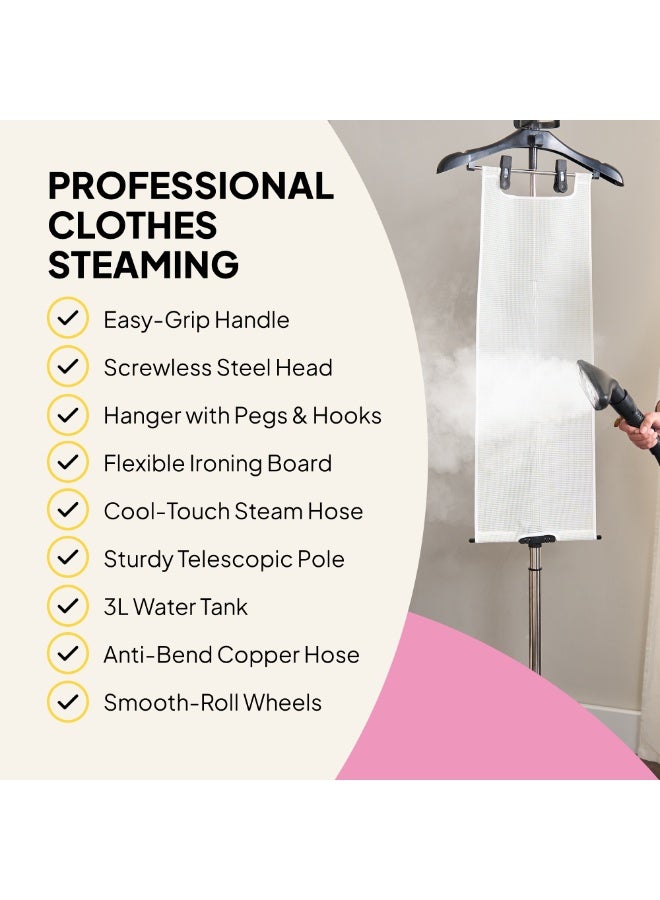 Fridja f1200 Clothes Steamer Pro, Powerful 2200W Garment Steamer with 3L Water Tank, Dual Steam Settings for Rapid Wrinkle Release, Suitable for All Fabrics, Updated Design, Off White - Image 4