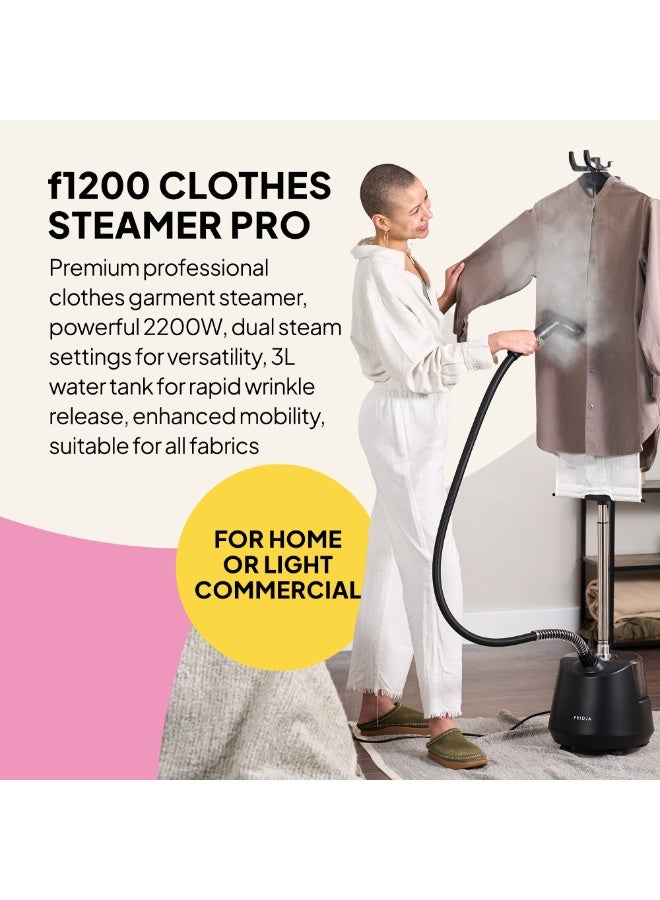 Fridja f1200 Clothes Steamer Pro, Powerful 2200W Garment Steamer with 3L Water Tank, Dual Steam Settings for Rapid Wrinkle Release, Suitable for All Fabrics, Updated Design, Off White - Image 2