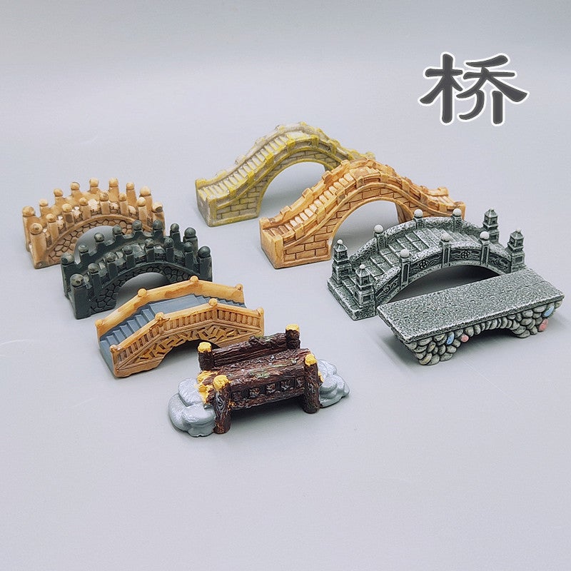 Micro Landscape Simulation Stone Bridge Arch Bridge Plate Bridge Mini Chinese Scene Bridge Accessories Potted Aquarium Resin Bridge Model - Image 2