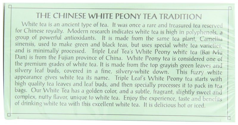 Triple Leaf Tea, White Peony, 20 Tea Bags (Pack of 6) - Image 2