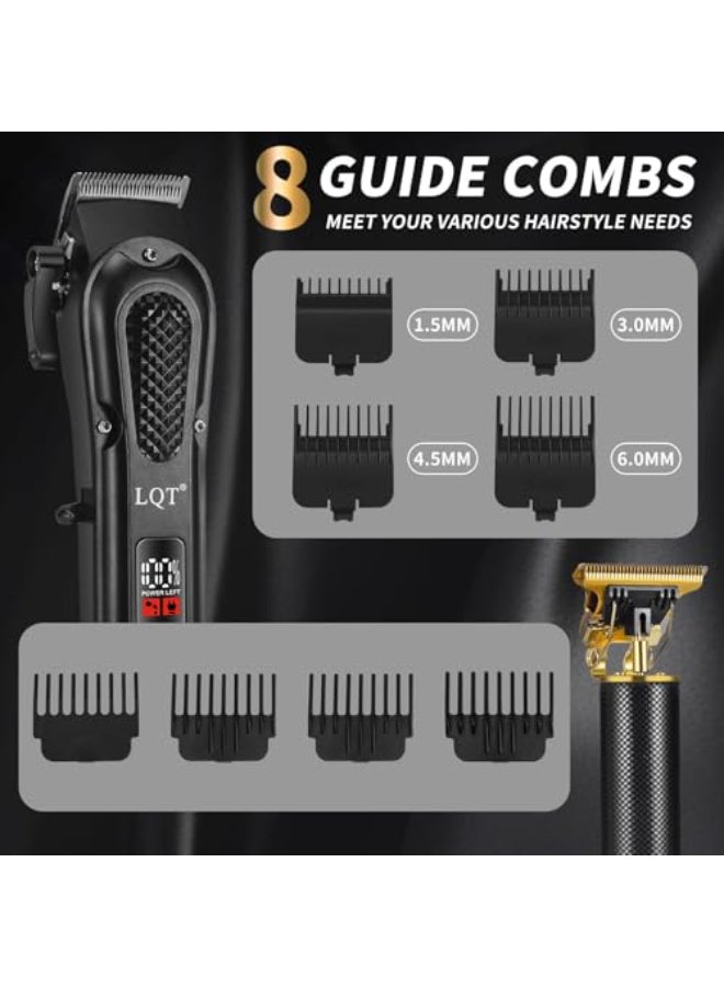 LQT Mens Professional Hair Clippers KitCordless Corded Barber Clippers SetGrooming Rechargeable Beard Trimmer with Adjustable Blade Black - Image 3