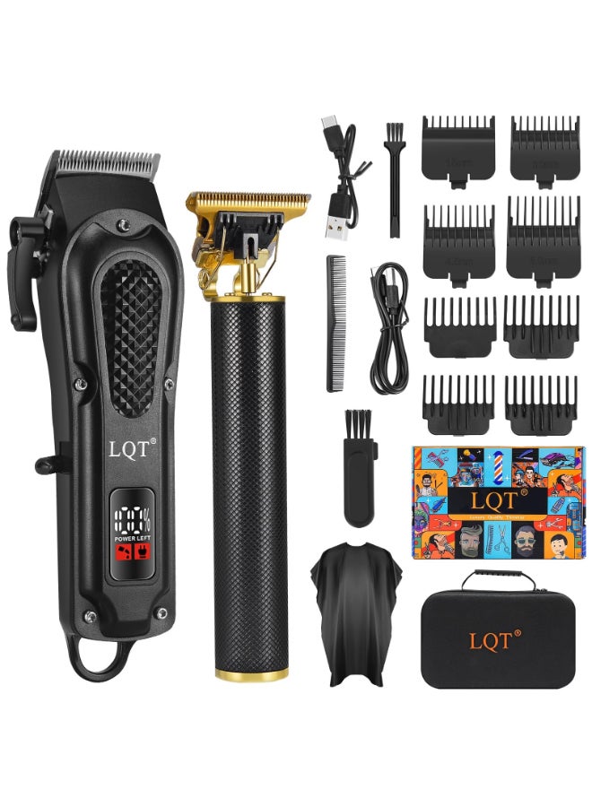 LQT Mens Professional Hair Clippers KitCordless Corded Barber Clippers SetGrooming Rechargeable Beard Trimmer with Adjustable Blade Black - Image 2