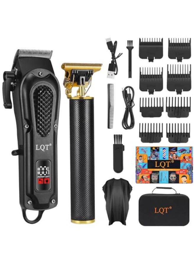 LQT Mens Professional Hair Clippers KitCordless Corded Barber Clippers SetGrooming Rechargeable Beard Trimmer with Adjustable Blade Black - Image 1