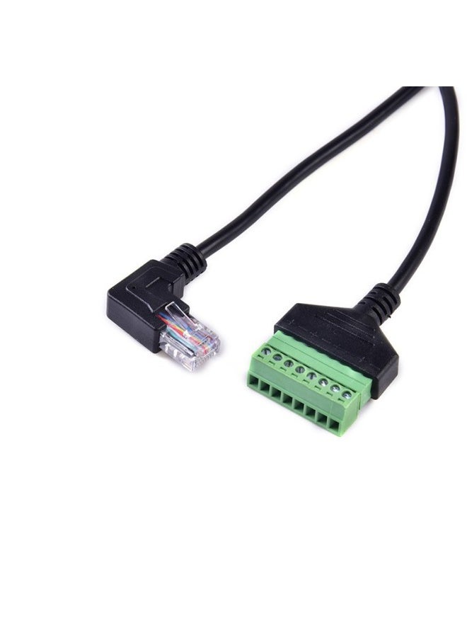 Generic 90 Degree Elbow All Copper Network RJ45 Male Solder-free Terminal Connection Wire Screw Fixed Network Wire Transfer Extension Wire-Color:Left  - Image 1