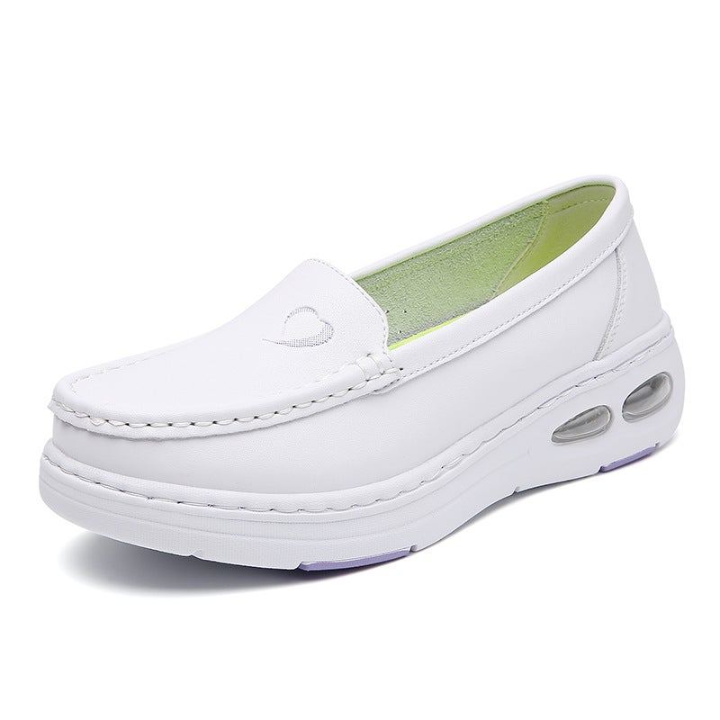 Nurse Shoes Leather Women'S Air Cushion Soft Bottom Breathable Not Tired Feet Hospital Work Shoes A Generation Of Hair - Image 1