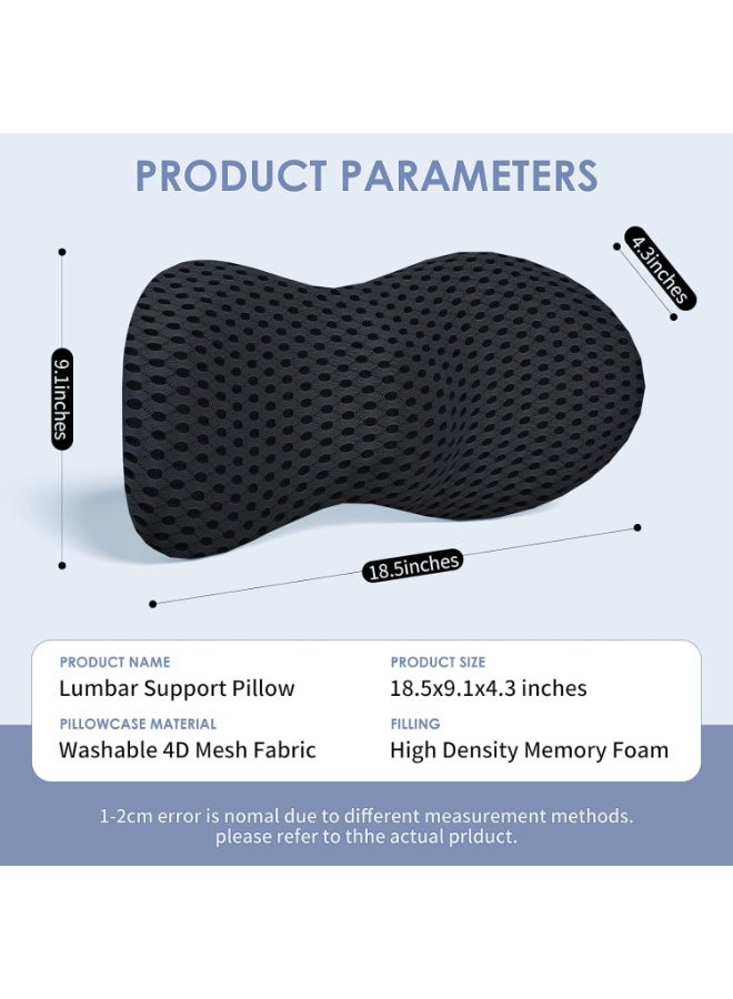 TRASSLE Lumbar Pillow, Memory Foam Lumbar Support Pillow for Office Chair and Car Seat, Ergonomic Streamline Back Pillow for Lower Back Pain Relief, for Sitting, Driving, Traveling - Image 2
