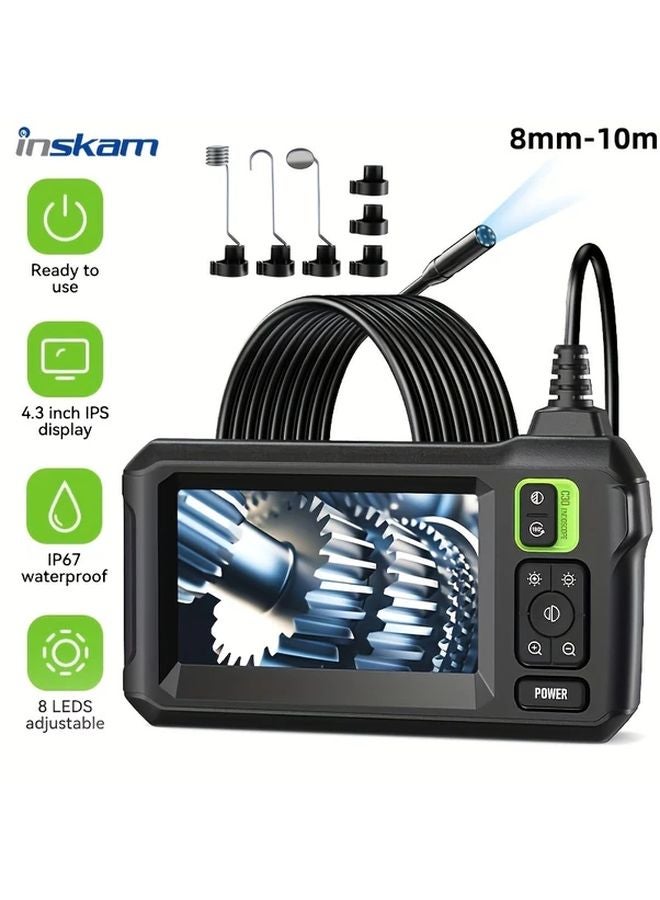 Green 8mm Industrial Endoscope 4.3 Inch IPS LCD Screen IP67 Waterproof Camera - Image 1