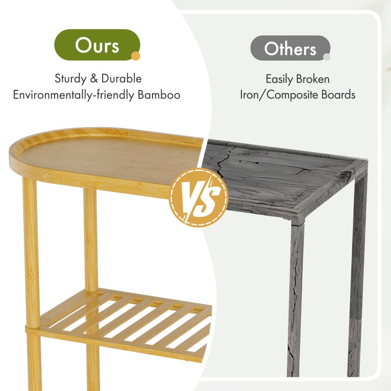 Atoping Small Entryway Table Bamboo 30.7", Narrow Hallway Table Oval Top 2-tier, Slim Console Table with Anti-fall Edge, Sofa Side Table 5min Easy Assembly, Small TV Stand for Bedroom, Indoor Plant Stand - Image 3