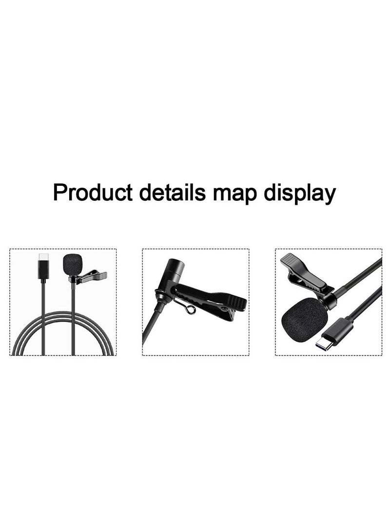 Lavalier Microphone Type C Omnidirectional Condenser Recording Mic Anti-Interference Lapel Mic Compatible with Insta360 ONE X2 X3 - Image 2
