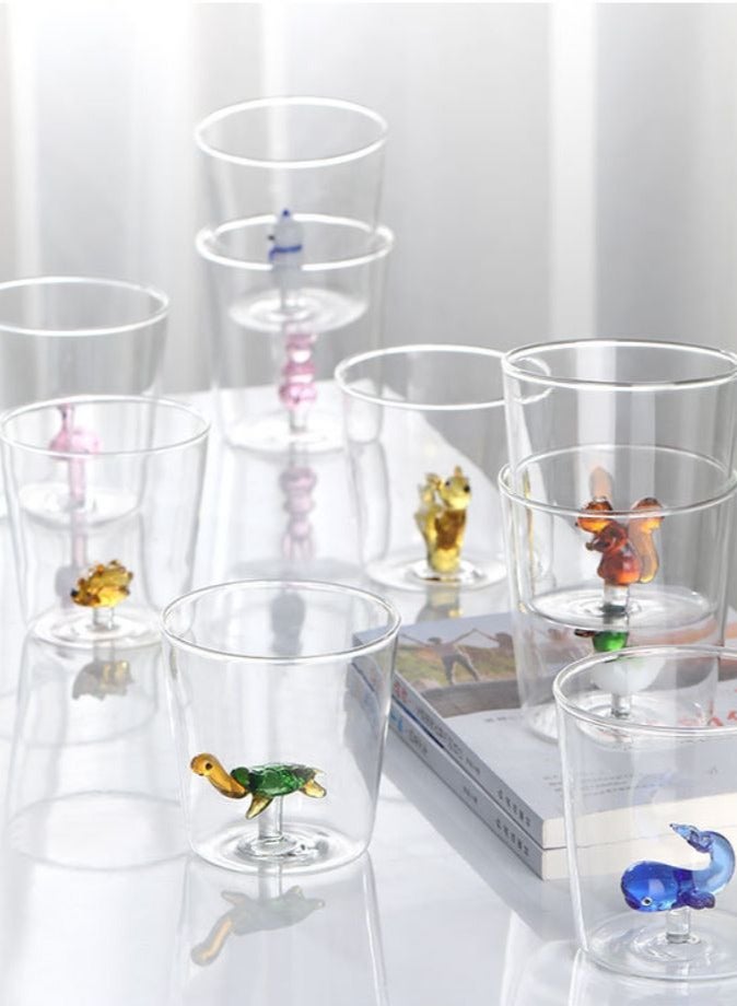 1Chase Borosilicate Three Dimentional Animal Design Glass Cups 300 ML (Animal Deco) - Image 2