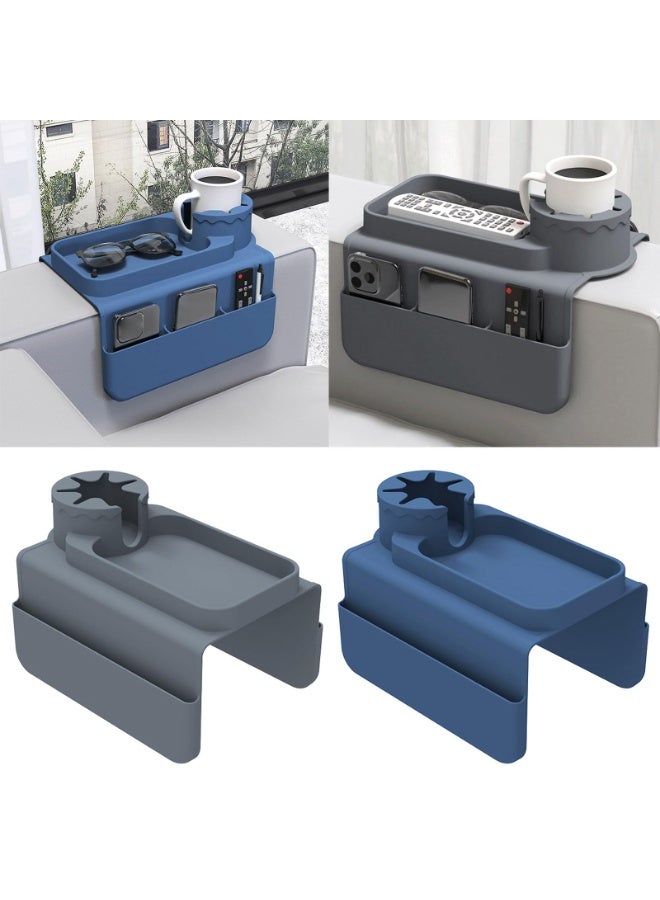 دايتويز مسند ذراع أريكة من السيليكون المتين. صينية ذات جيوب مزدوجة وحاملات أكواب متينة، إكسسوار منزلي لتنظيم غرفة المعيشة - Image 2