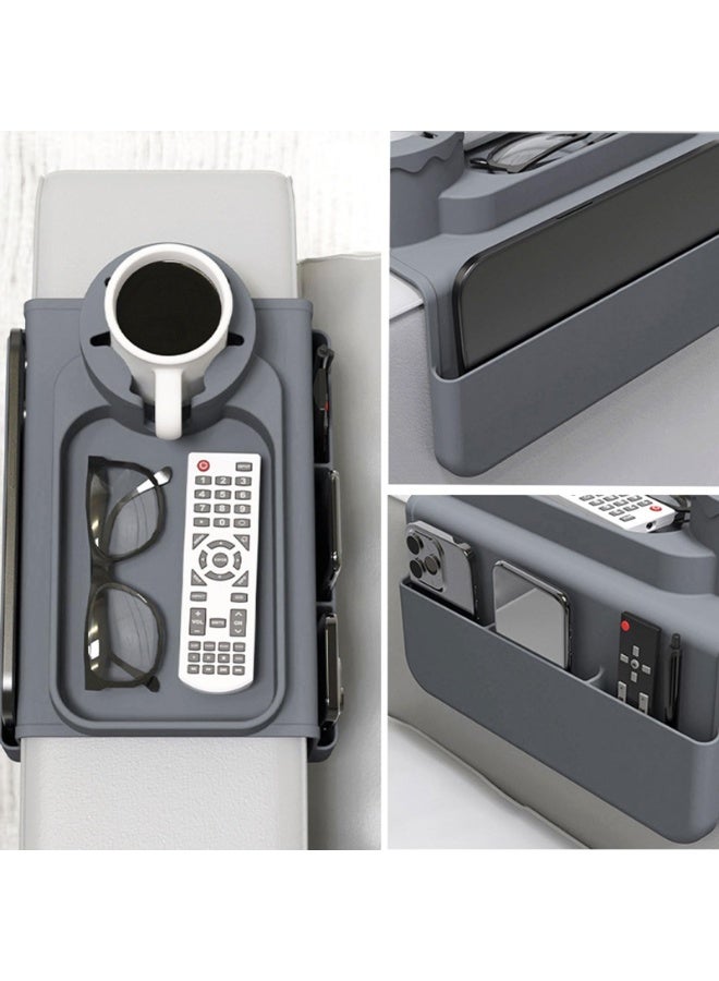 دايتويز مسند ذراع أريكة من السيليكون المتين. صينية ذات جيوب مزدوجة وحاملات أكواب متينة، إكسسوار منزلي لتنظيم غرفة المعيشة - Image 5